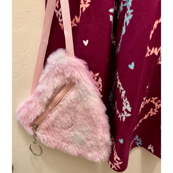 RMLA Burgundy Toddler Dress Butterfly Hearts Fluffy Tie Dyed Purse 2T 3T 4T - Picture 2 of 7